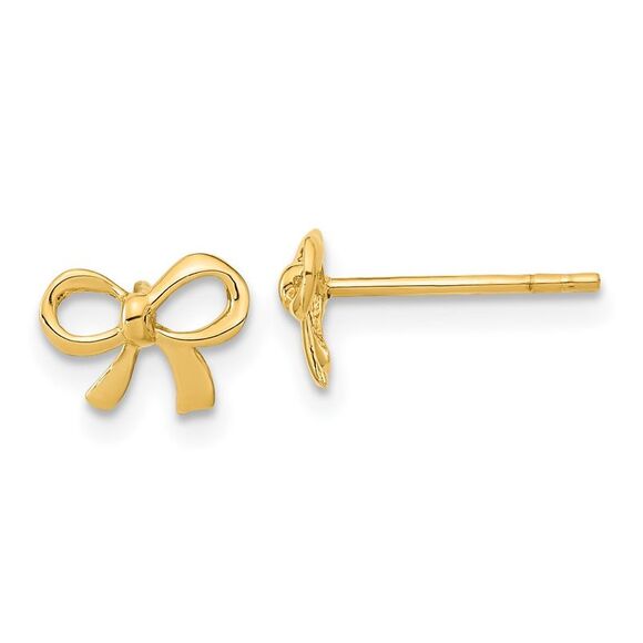 Kazi Luxury 14k Yellow Gold Polished Bow Post Earrings